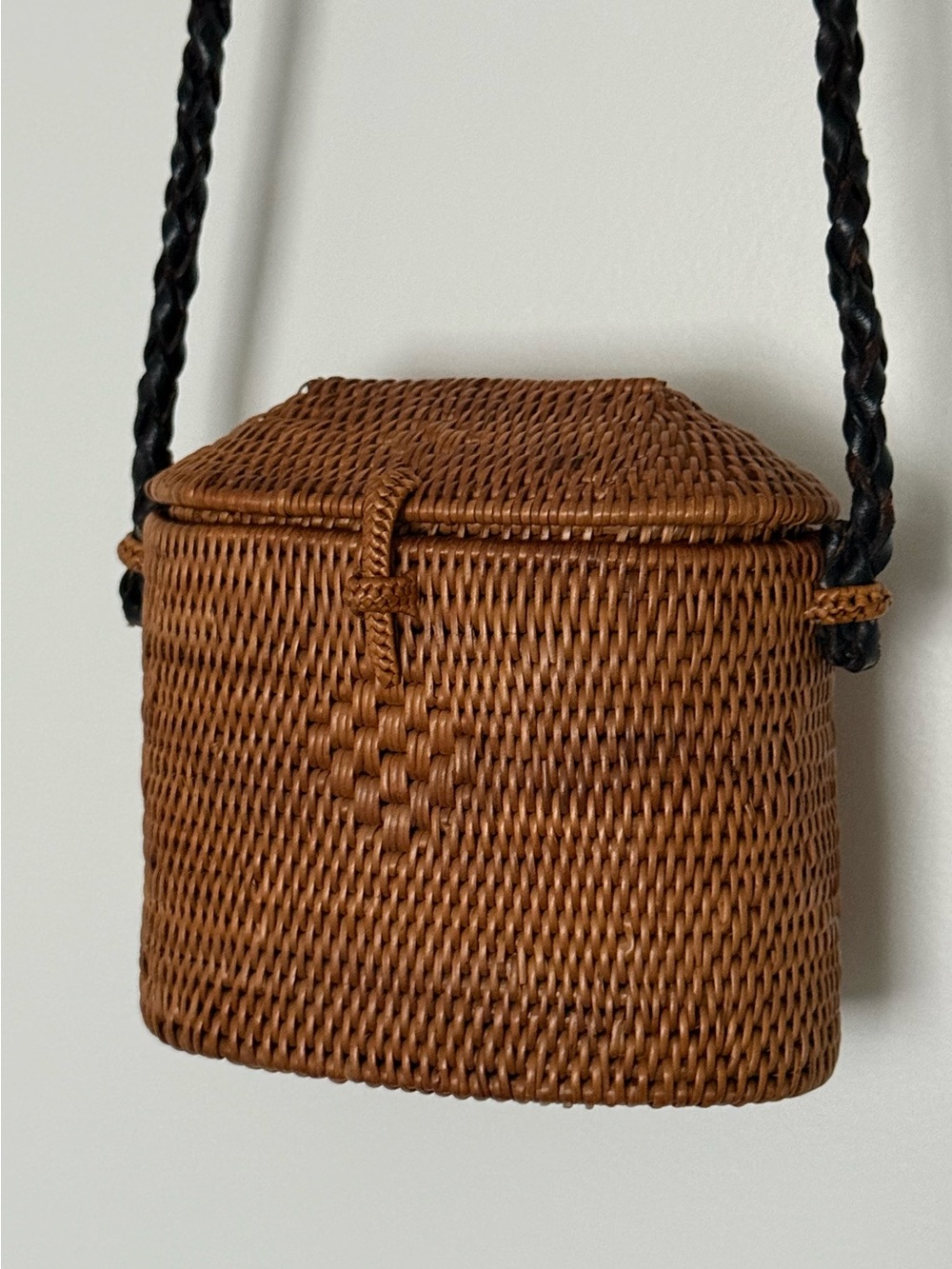 Bali Woven Rattan Crossbody Bag - Brown
